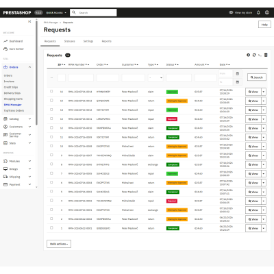 Modulo PrestaShop per Gestione resi PRO